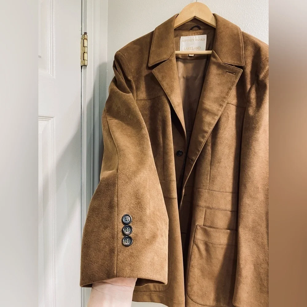 Jeffery Banks for Lakeland Size 46 Brown Ultra Suede Sports Coat Blazer